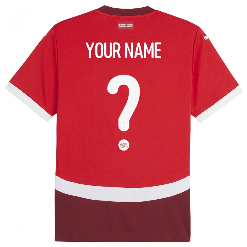Herren Schweiz Ihren Namen #0 Rot Heimtrikot Trikot 24-26 T-Shirt Österreich