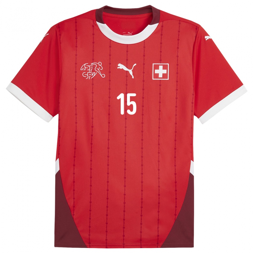 Herren Schweiz Luana Buhler #15 Rot Heimtrikot Trikot 24-26 T-Shirt Österreich