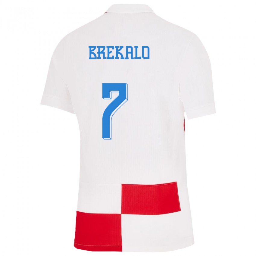 Herren Kroatien Josip Brekalo #7 Weiß Rot Heimtrikot Trikot 24-26 T-Shirt Österreich