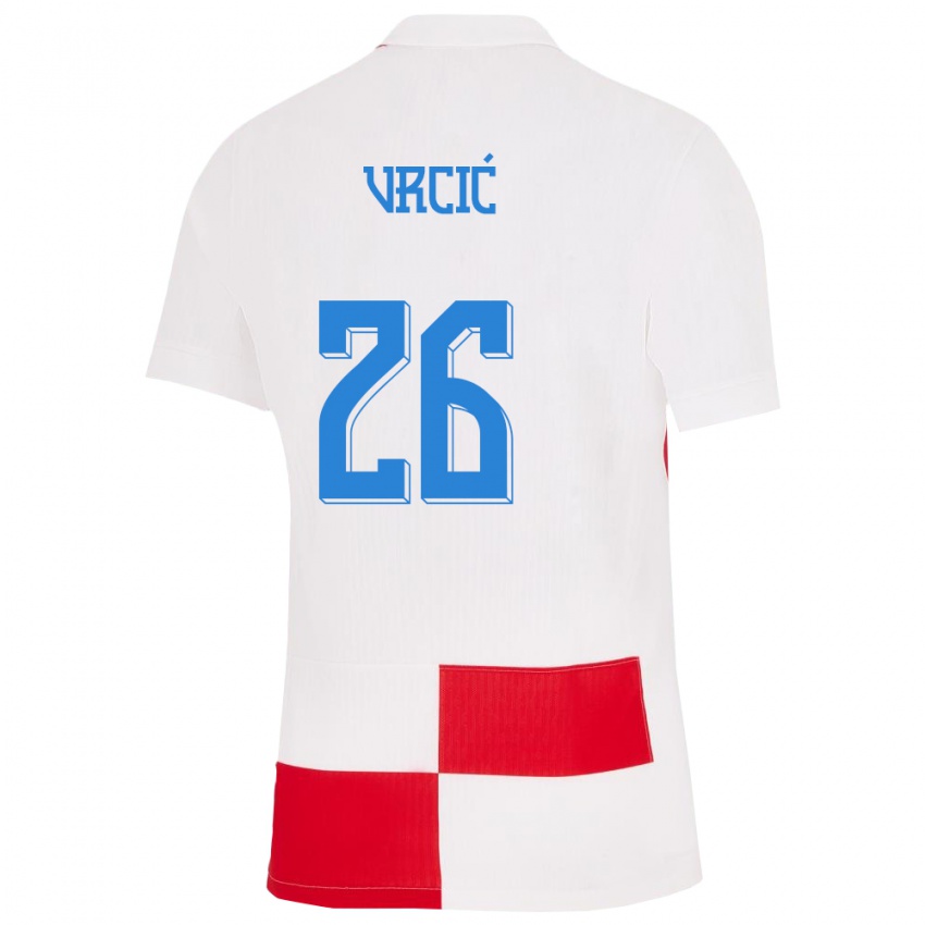 Herren Kroatien Jere Vrcic #26 Weiß Rot Heimtrikot Trikot 24-26 T-Shirt Österreich
