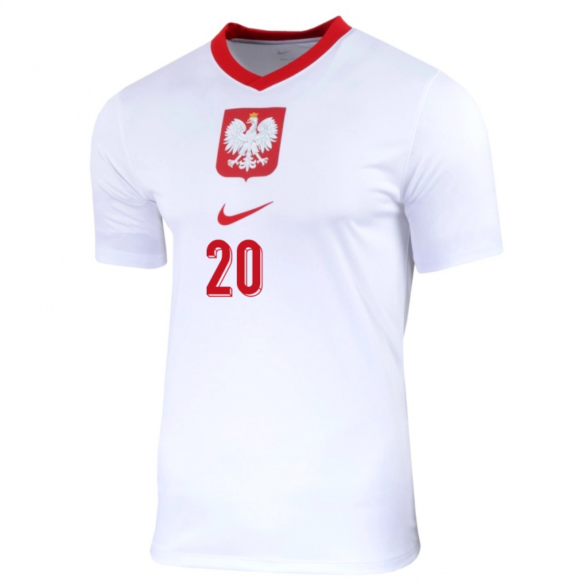 Herren Polen Kacper Duda #20 Weiß Heimtrikot Trikot 24-26 T-Shirt Österreich