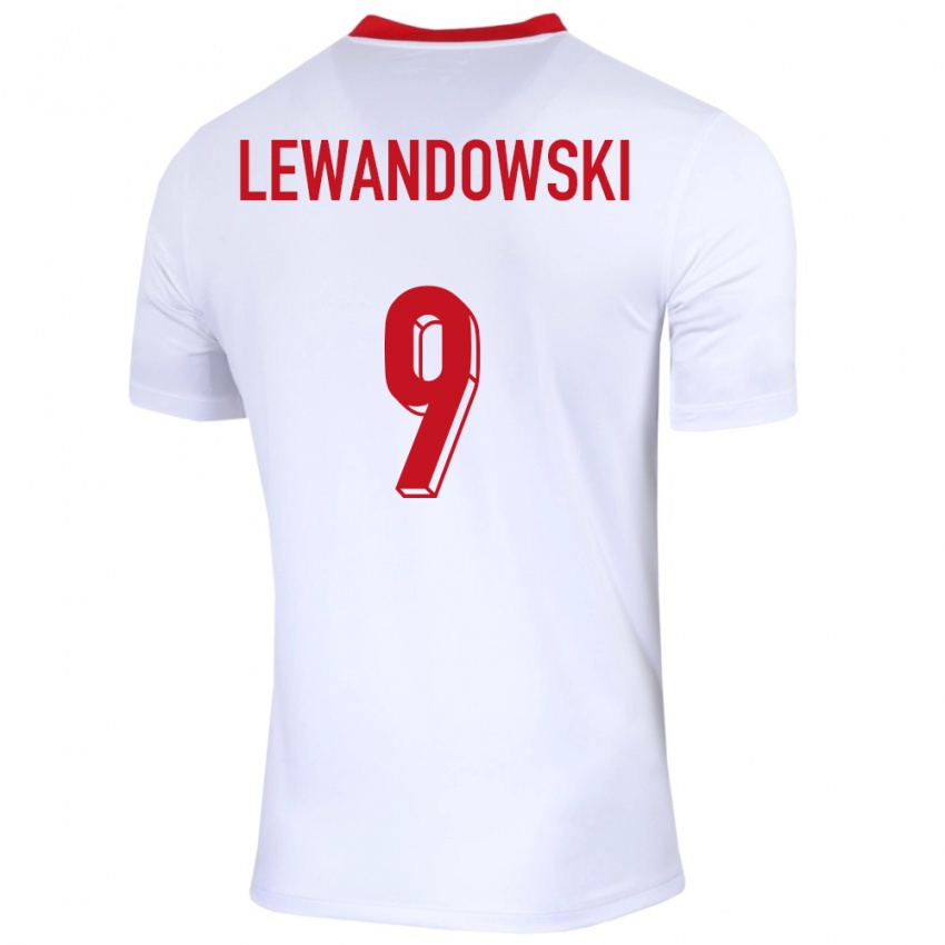 Herren Polen Robert Lewandowski #9 Weiß Heimtrikot Trikot 24-26 T-Shirt Österreich
