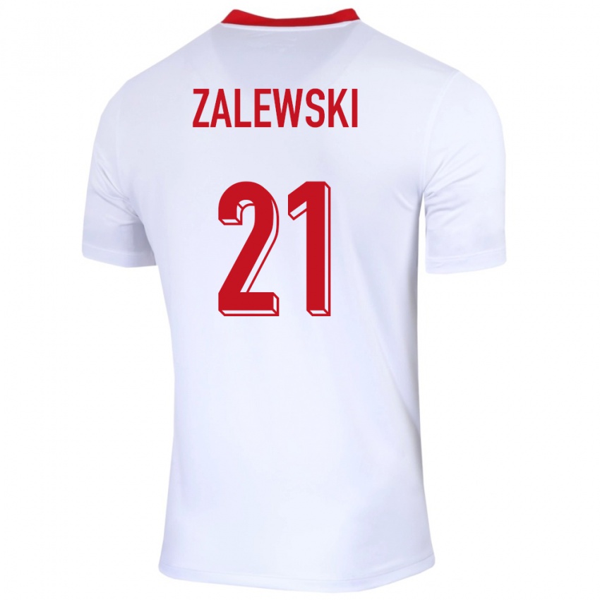 Herren Polen Nicola Zalewski #21 Weiß Heimtrikot Trikot 24-26 T-Shirt Österreich