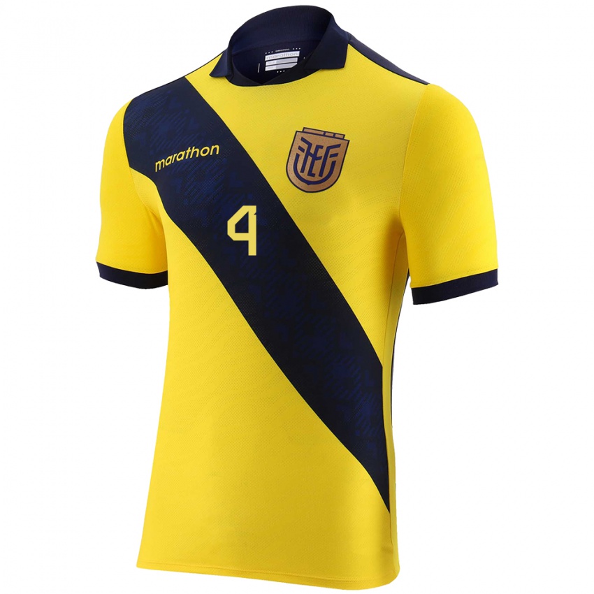 Herren Ecuador Stefany Cedeno #4 Gelb Heimtrikot Trikot 24-26 T-Shirt Österreich