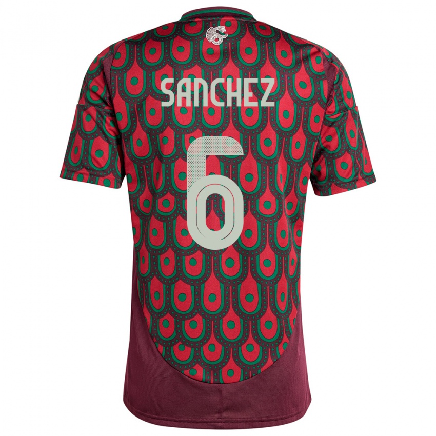 Herren Mexiko Erick Sanchez #6 Kastanienbraun Heimtrikot Trikot 24-26 T-Shirt Österreich