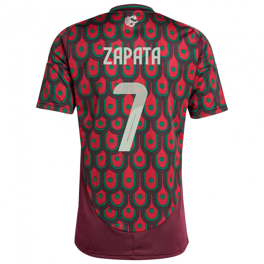 Herren Mexiko Angel Zapata #7 Kastanienbraun Heimtrikot Trikot 24-26 T-Shirt Österreich