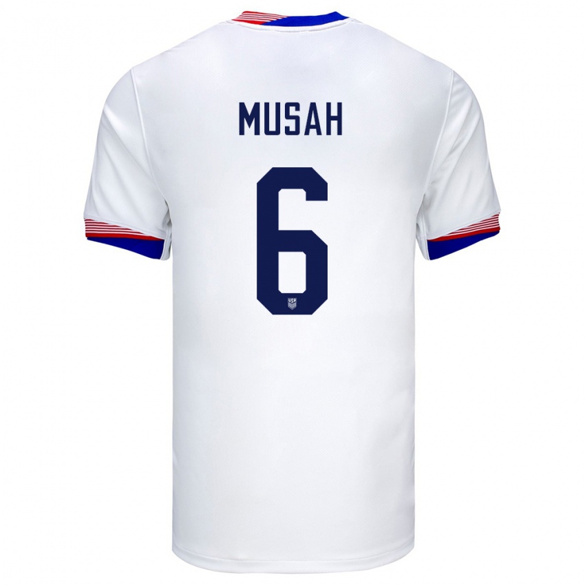 Herren Vereinigte Staaten Yunus Musah #6 Weiß Heimtrikot Trikot 24-26 T-Shirt Österreich