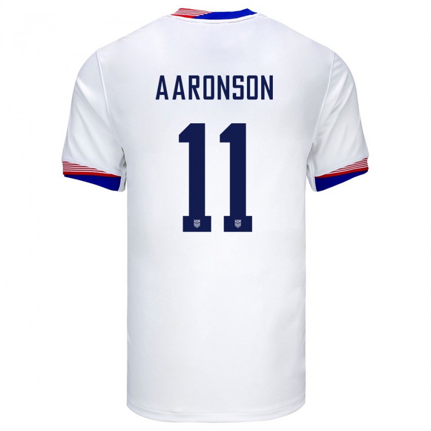 Herren Vereinigte Staaten Brenden Aaronson #11 Weiß Heimtrikot Trikot 24-26 T-Shirt Österreich