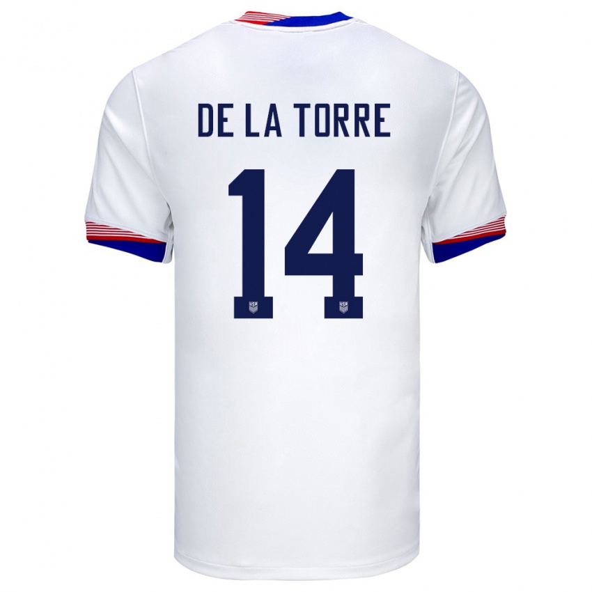 Herren Vereinigte Staaten Luca De La Torre #14 Weiß Heimtrikot Trikot 24-26 T-Shirt Österreich