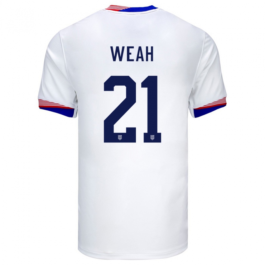 Herren Vereinigte Staaten Timothy Weah #21 Weiß Heimtrikot Trikot 24-26 T-Shirt Österreich