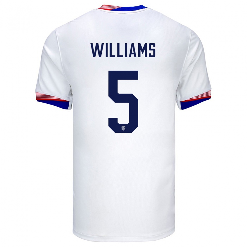 Herren Vereinigte Staaten Thomas Williams #5 Weiß Heimtrikot Trikot 24-26 T-Shirt Österreich