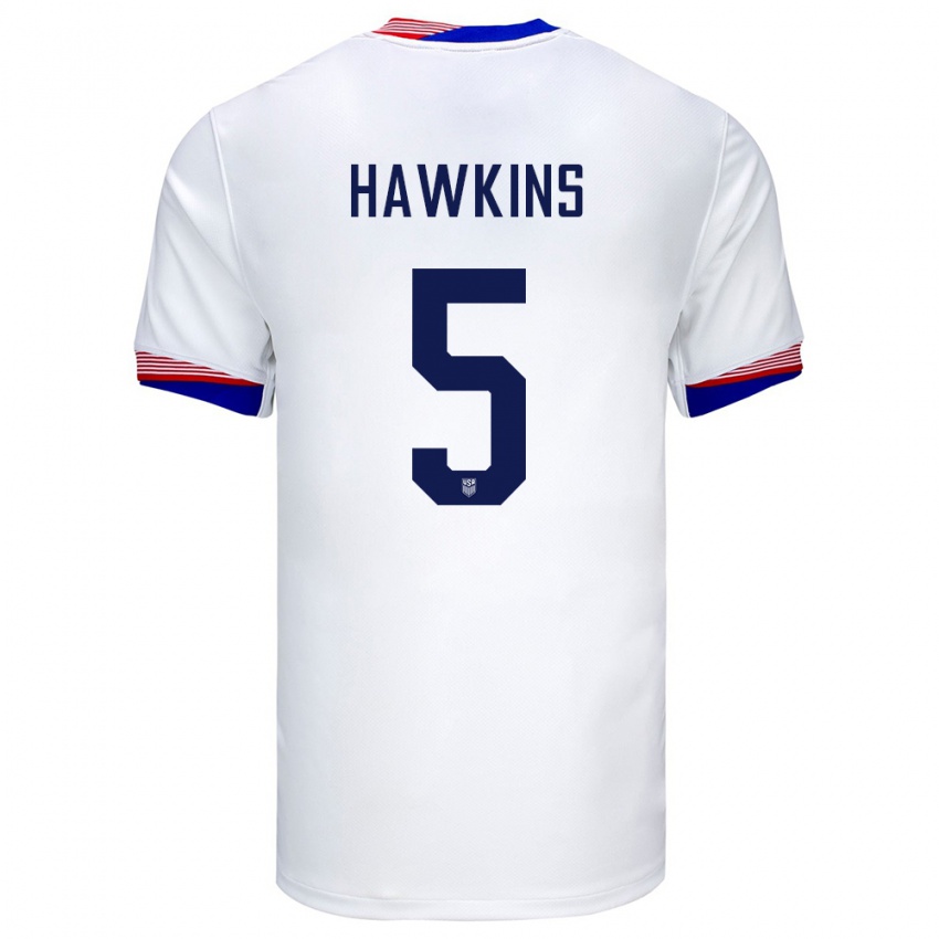 Herren Vereinigte Staaten Stuart Hawkins #5 Weiß Heimtrikot Trikot 24-26 T-Shirt Österreich