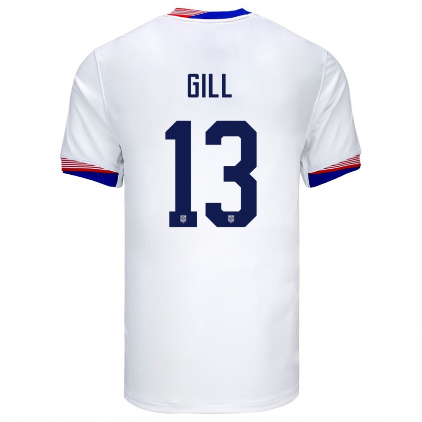 Herren Vereinigte Staaten Adrian Gill #13 Weiß Heimtrikot Trikot 24-26 T-Shirt Österreich