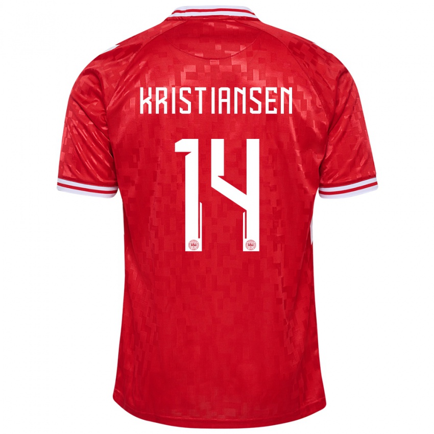 Herren Dänemark Victor Kristiansen #14 Rot Heimtrikot Trikot 24-26 T-Shirt Österreich