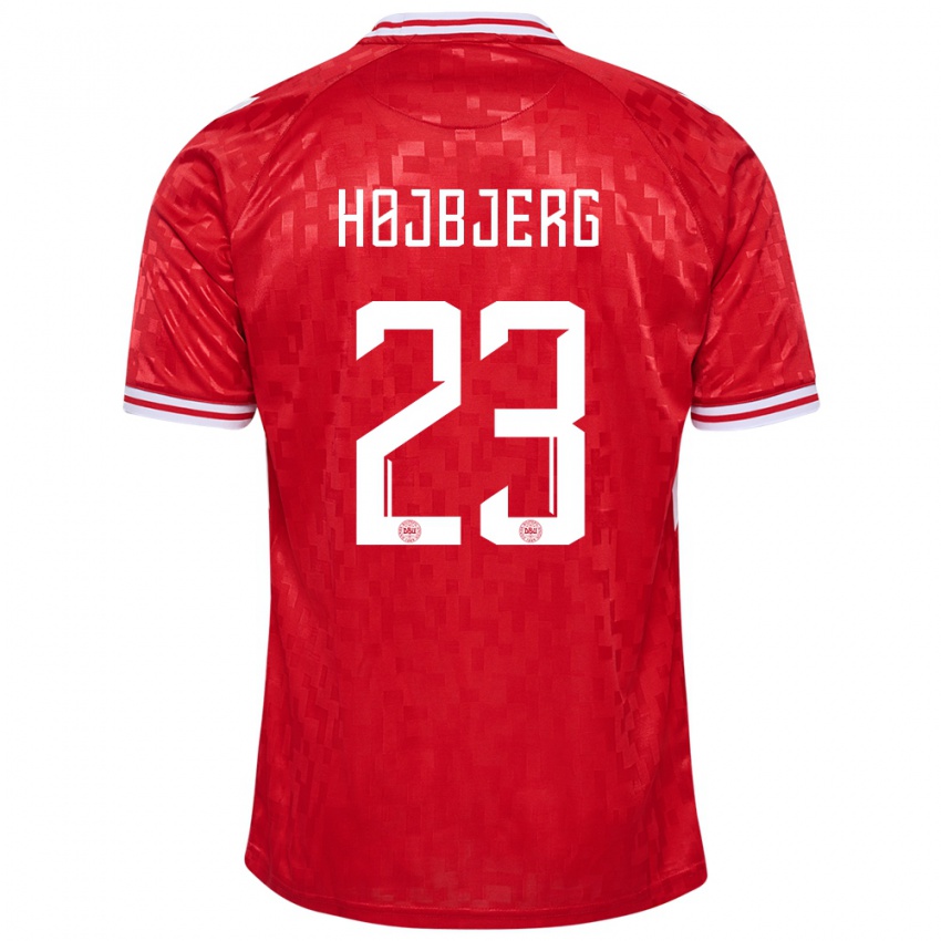 Herren Dänemark Pierre Emile Hojbjerg #23 Rot Heimtrikot Trikot 24-26 T-Shirt Österreich