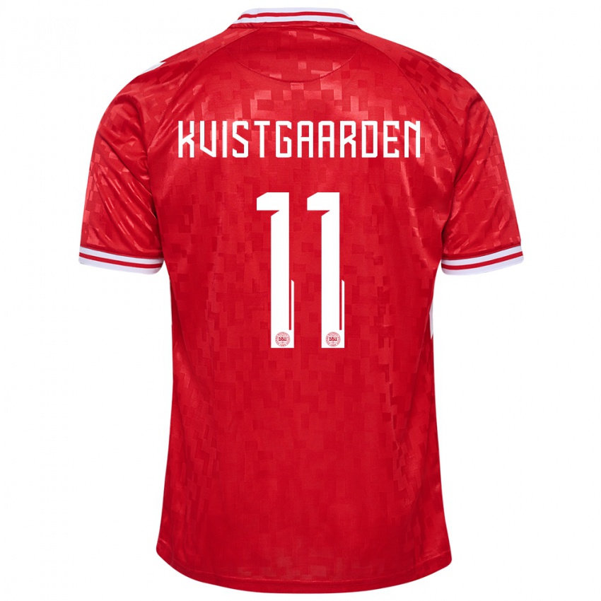 Herren Dänemark Mathias Kvistgaarden #11 Rot Heimtrikot Trikot 24-26 T-Shirt Österreich
