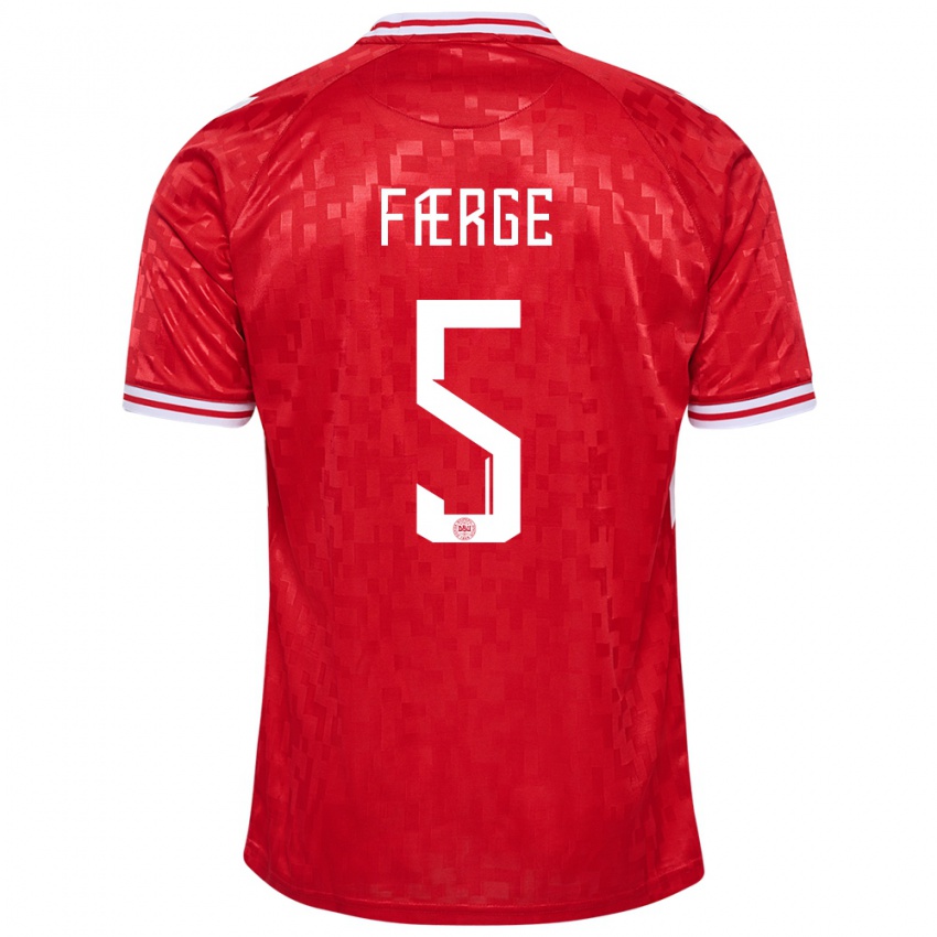 Herren Dänemark Emma Farge #5 Rot Heimtrikot Trikot 24-26 T-Shirt Österreich
