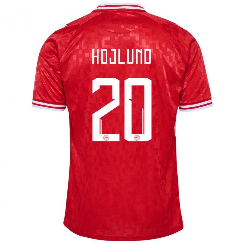 Herren Dänemark Rasmus Hojlund #20 Rot Heimtrikot Trikot 24-26 T-Shirt Österreich