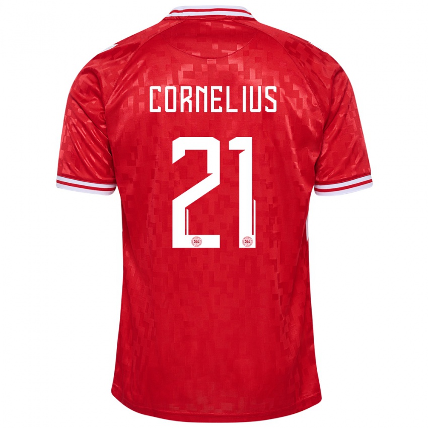 Herren Dänemark Andreas Cornelius #21 Rot Heimtrikot Trikot 24-26 T-Shirt Österreich