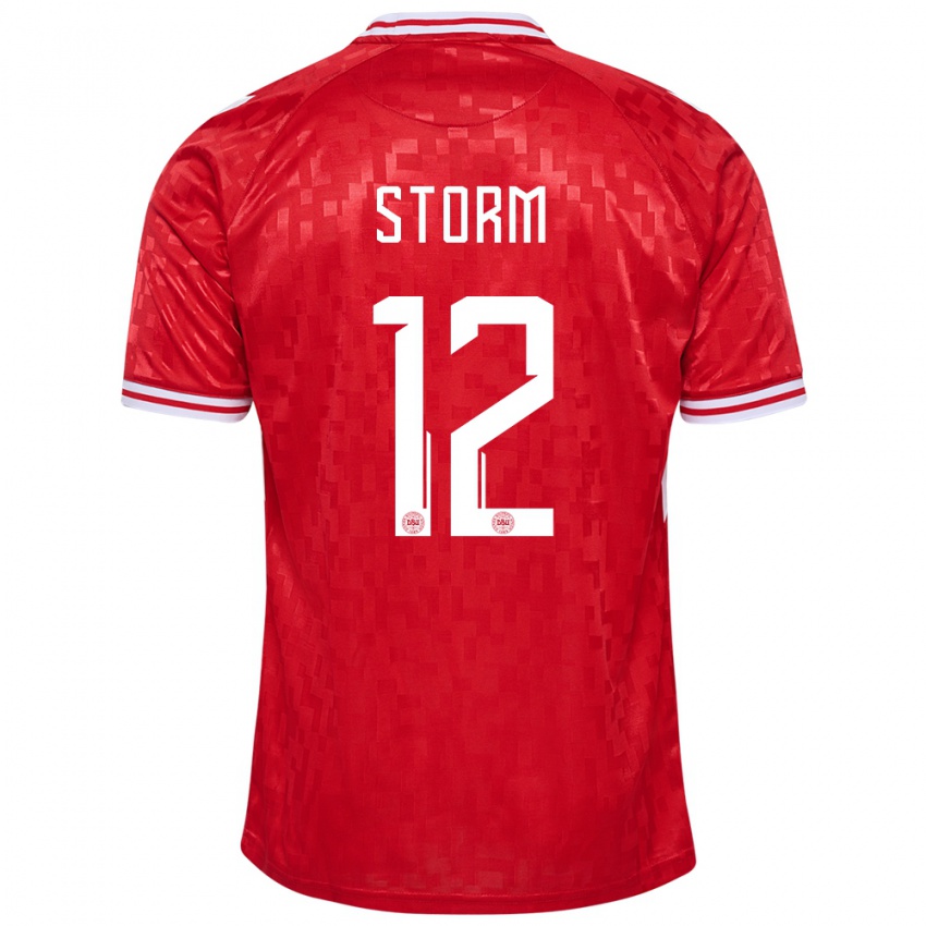 Herren Dänemark Tobias Storm #12 Rot Heimtrikot Trikot 24-26 T-Shirt Österreich