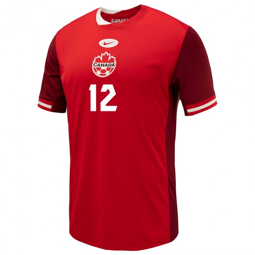 Herren Kanada Ike Ugbo #12 Rot Heimtrikot Trikot 24-26 T-Shirt Österreich