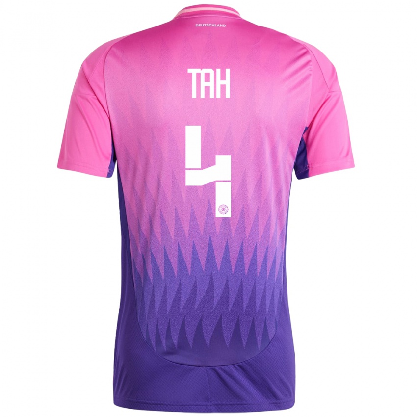 Herren Deutschland Jonathan Tah #4 Pink Lila Auswärtstrikot Trikot 24-26 T-Shirt Österreich