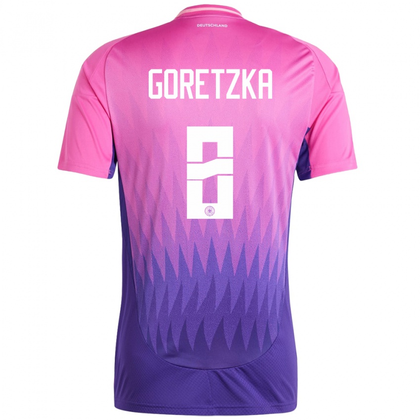 Herren Deutschland Leon Goretzka #8 Pink Lila Auswärtstrikot Trikot 24-26 T-Shirt Österreich