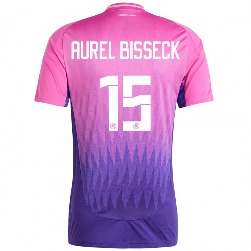 Herren Deutschland Yann Aurel Bisseck #15 Pink Lila Auswärtstrikot Trikot 24-26 T-Shirt Österreich