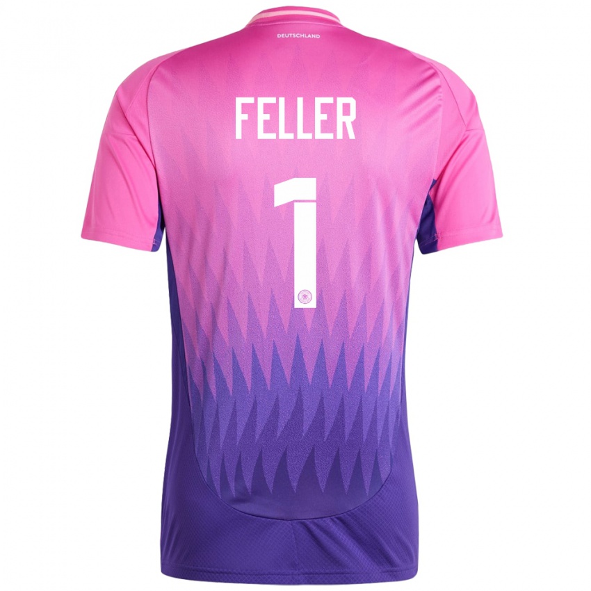 Herren Deutschland Frank Feller #1 Pink Lila Auswärtstrikot Trikot 24-26 T-Shirt Österreich