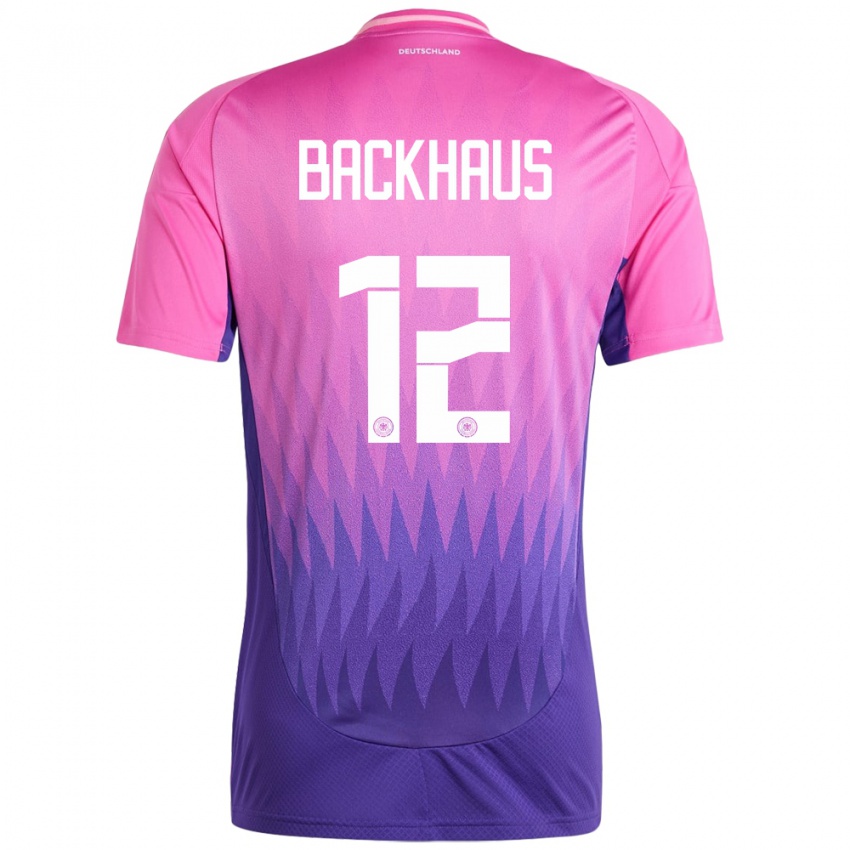 Herren Deutschland Mio Backhaus #12 Pink Lila Auswärtstrikot Trikot 24-26 T-Shirt Österreich