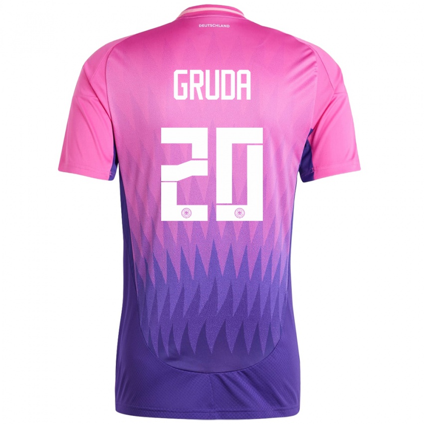Herren Deutschland Brajan Gruda #20 Pink Lila Auswärtstrikot Trikot 24-26 T-Shirt Österreich