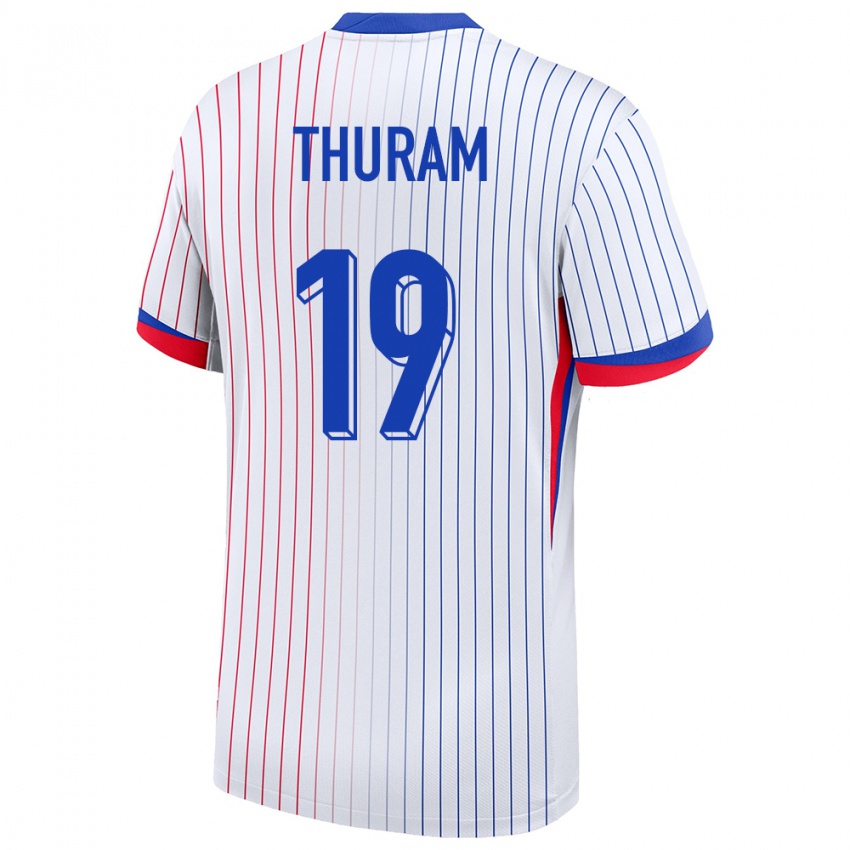 Herren Frankreich Khephren Thuram #19 Weiß Auswärtstrikot Trikot 24-26 T-Shirt Österreich