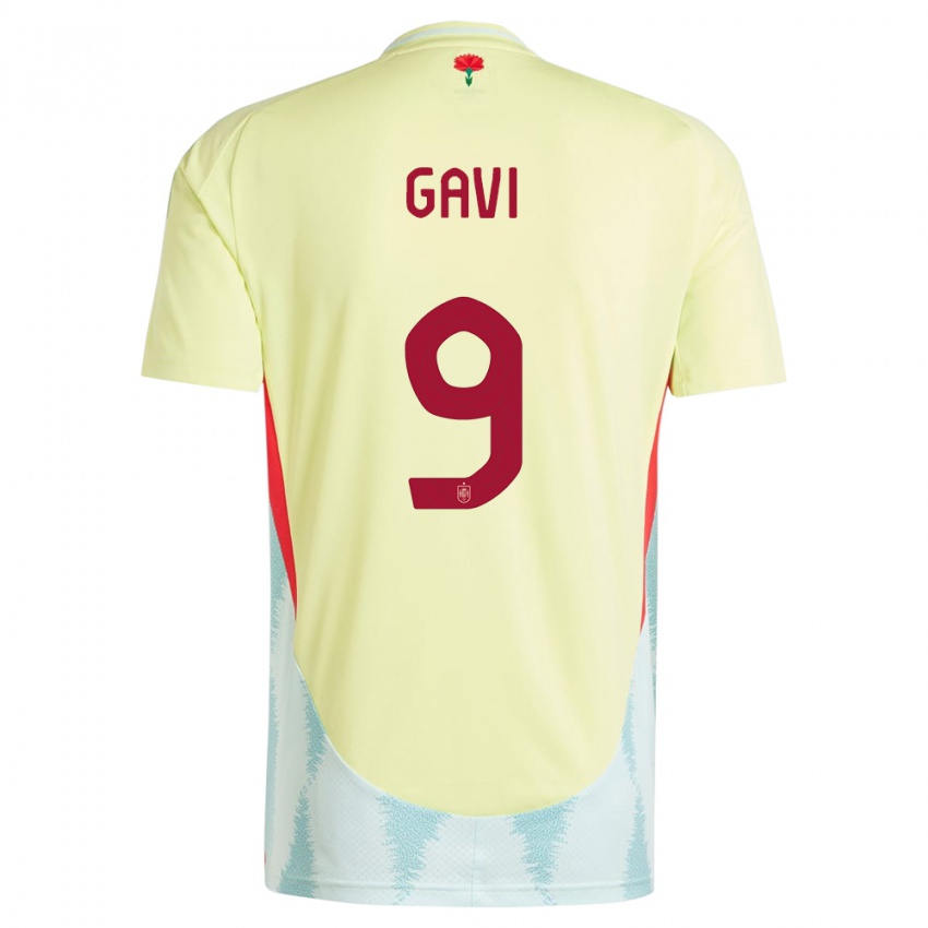 Herren Spanien Gavi #9 Gelb Auswärtstrikot Trikot 24-26 T-Shirt Österreich