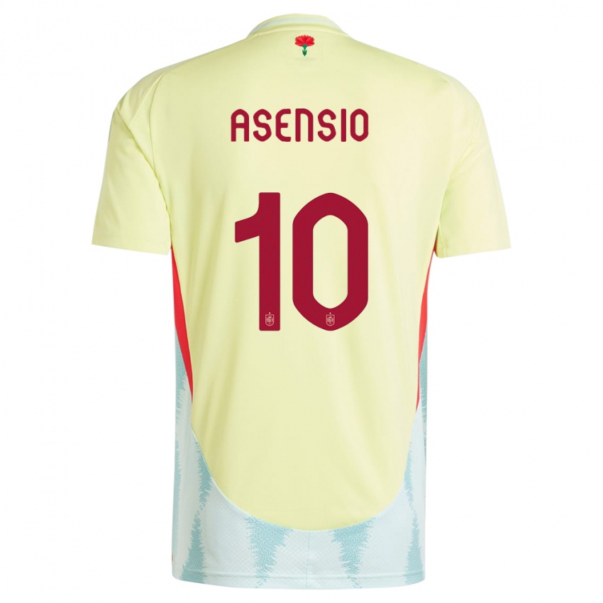 Herren Spanien Marco Asensio #10 Gelb Auswärtstrikot Trikot 24-26 T-Shirt Österreich