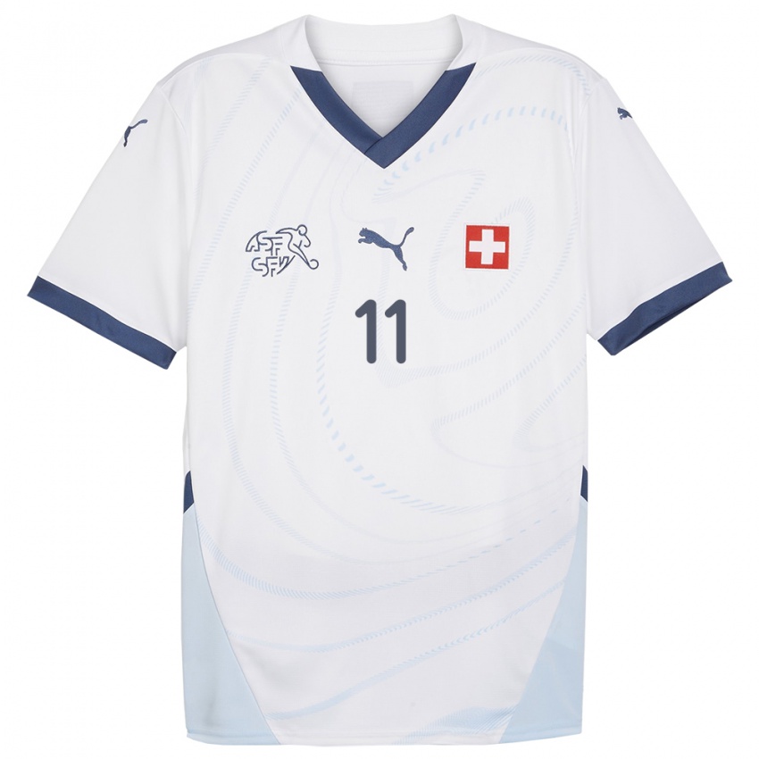 Herren Schweiz Ruben Vargas #11 Weiß Auswärtstrikot Trikot 24-26 T-Shirt Österreich