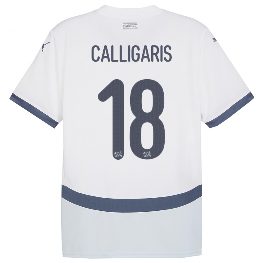 Herren Schweiz Viola Calligaris #18 Weiß Auswärtstrikot Trikot 24-26 T-Shirt Österreich