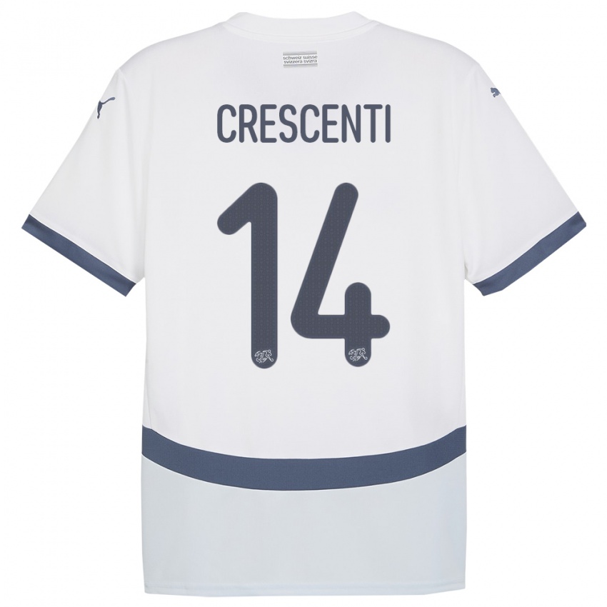 Herren Schweiz Federico Crescenti #14 Weiß Auswärtstrikot Trikot 24-26 T-Shirt Österreich