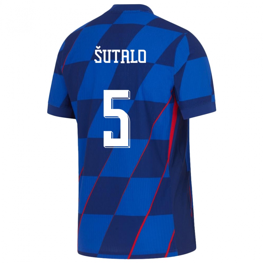 Herren Kroatien Josip Sutalo #5 Blau Auswärtstrikot Trikot 24-26 T-Shirt Österreich