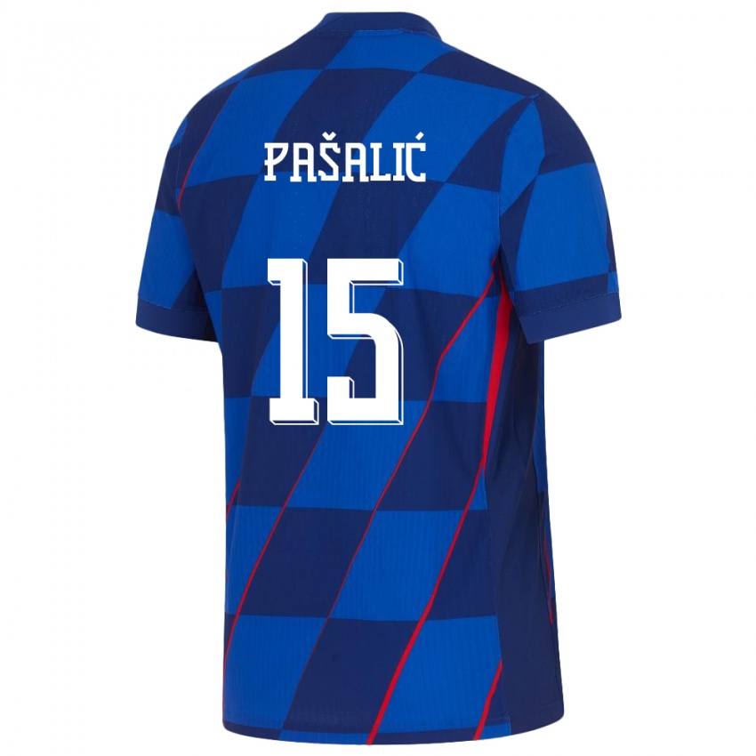 Herren Kroatien Mario Pasalic #15 Blau Auswärtstrikot Trikot 24-26 T-Shirt Österreich