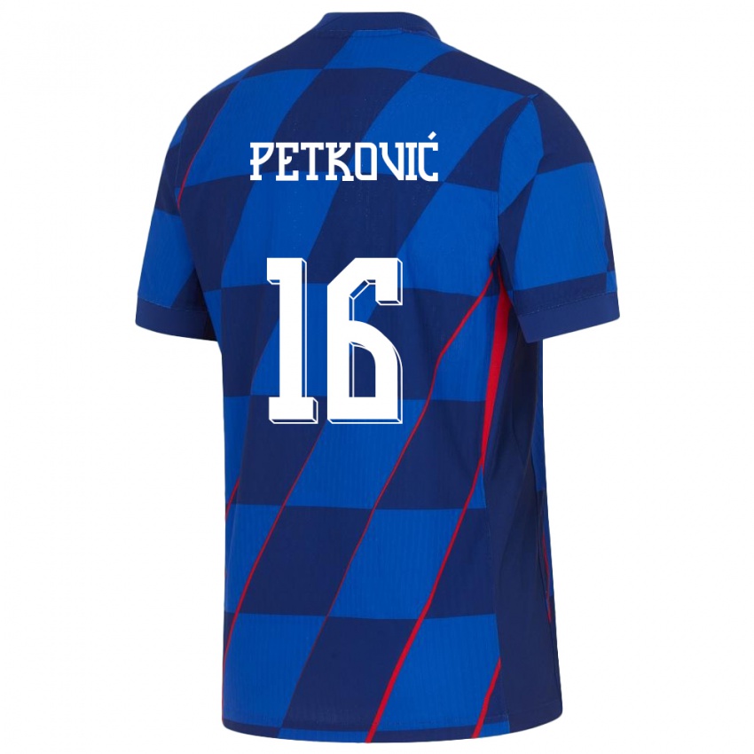 Herren Kroatien Bruno Petkovic #16 Blau Auswärtstrikot Trikot 24-26 T-Shirt Österreich