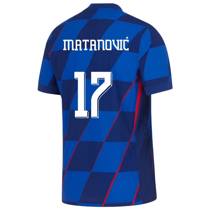 Herren Kroatien Igor Matanovic #17 Blau Auswärtstrikot Trikot 24-26 T-Shirt Österreich