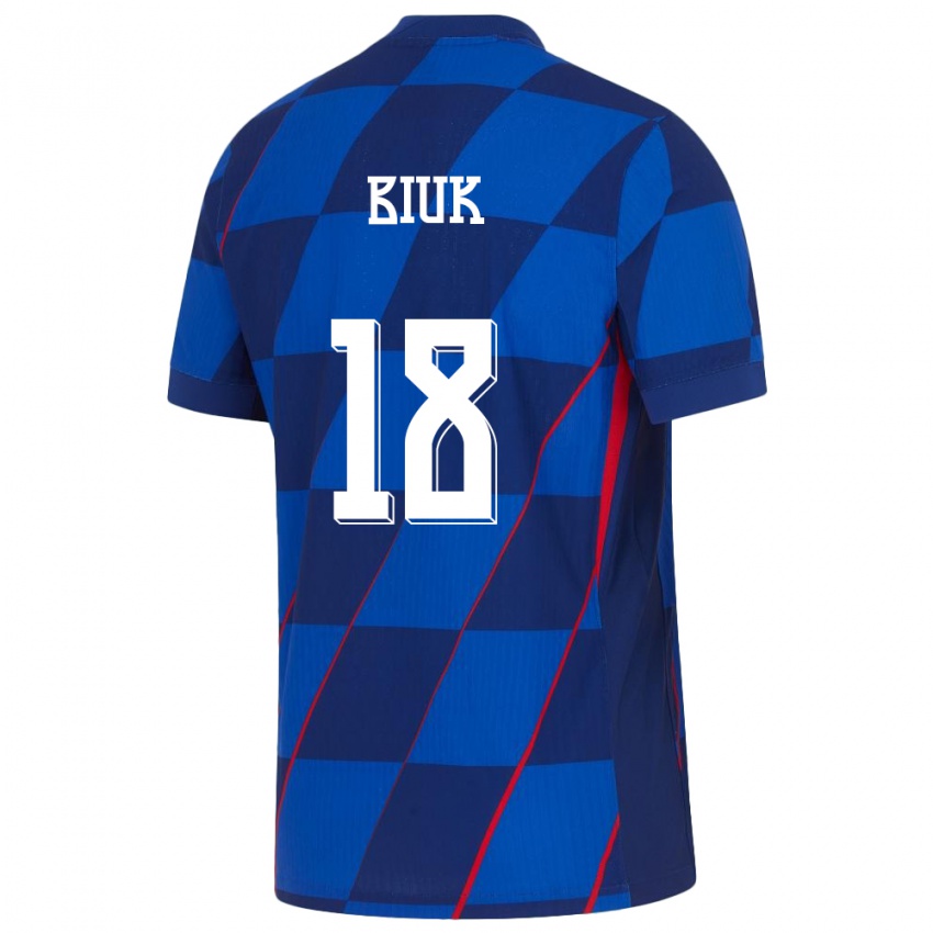 Herren Kroatien Stipe Biuk #18 Blau Auswärtstrikot Trikot 24-26 T-Shirt Österreich