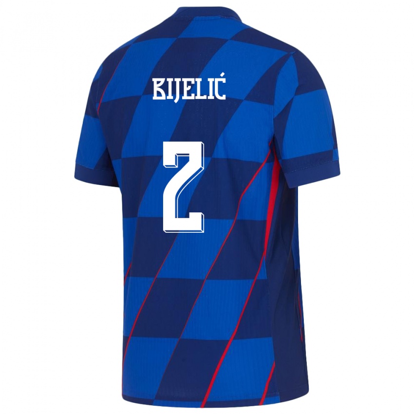Herren Kroatien Dario Bijelic #2 Blau Auswärtstrikot Trikot 24-26 T-Shirt Österreich