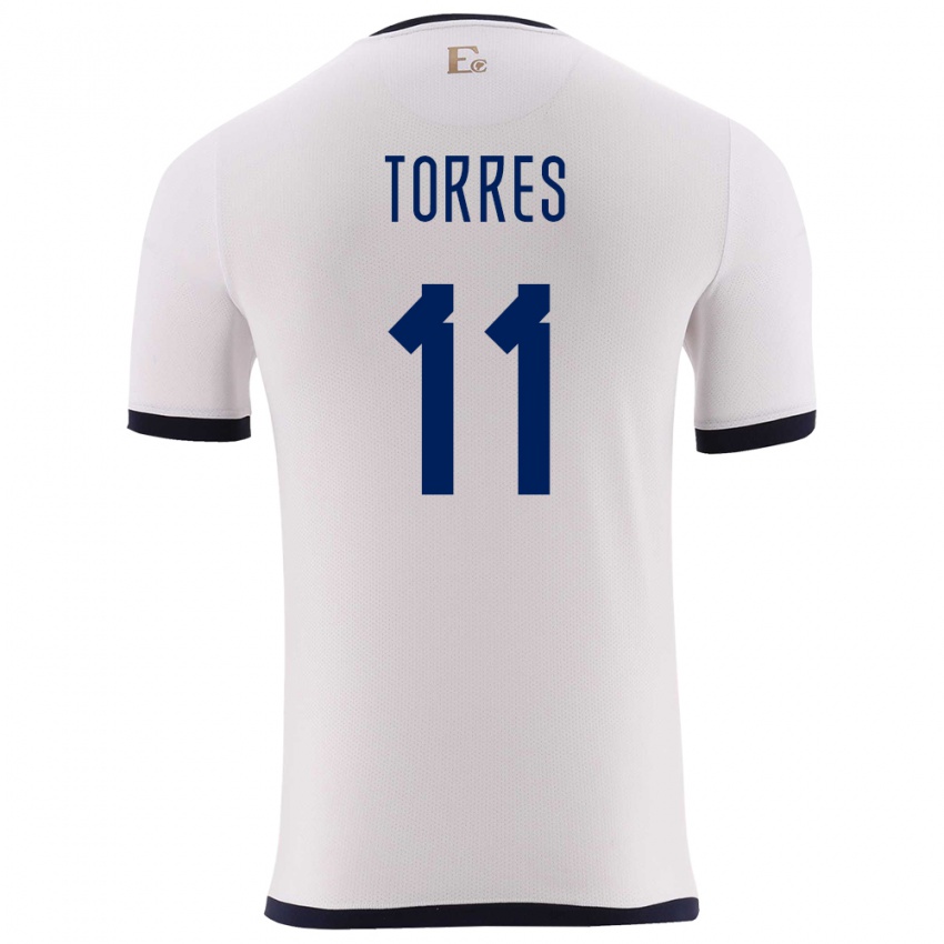 Herren Ecuador Ambar Torres #11 Weiß Auswärtstrikot Trikot 24-26 T-Shirt Österreich