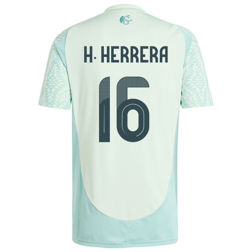 Herren Mexiko Hector Herrera #16 Leinengrün Auswärtstrikot Trikot 24-26 T-Shirt Österreich
