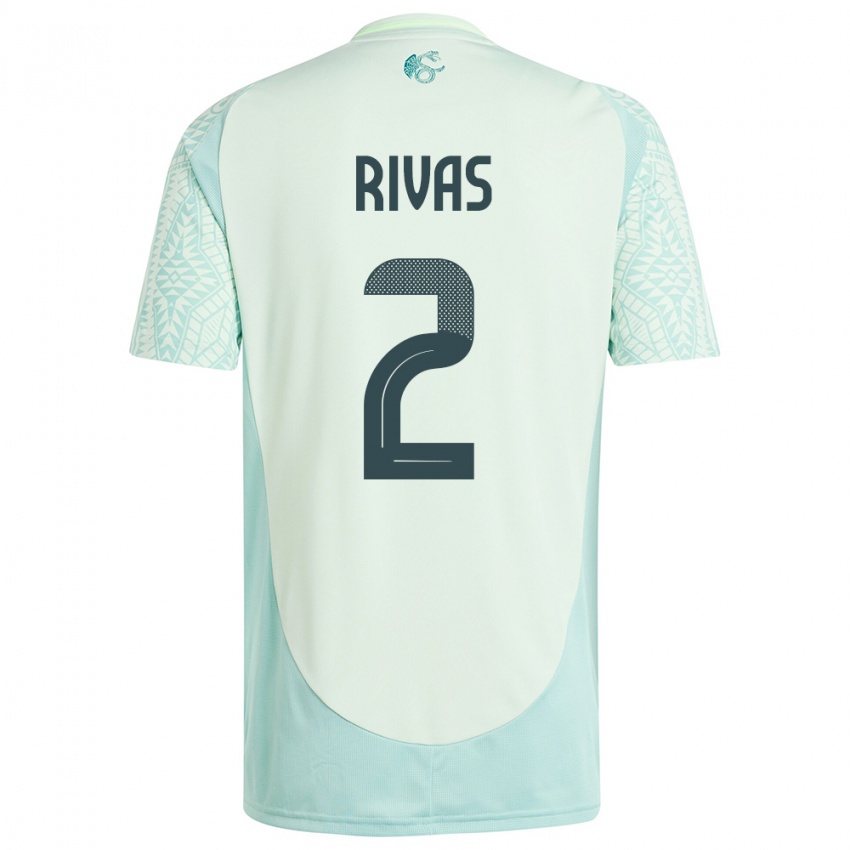Herren Mexiko Jesus Rivas #2 Leinengrün Auswärtstrikot Trikot 24-26 T-Shirt Österreich