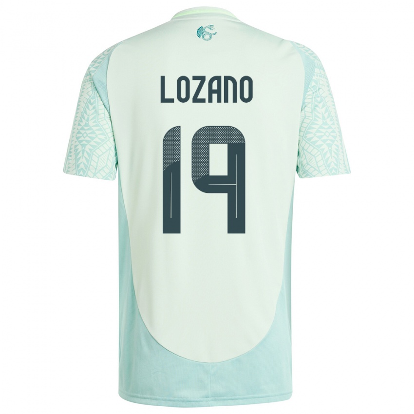Herren Mexiko Esteban Lozano #19 Leinengrün Auswärtstrikot Trikot 24-26 T-Shirt Österreich