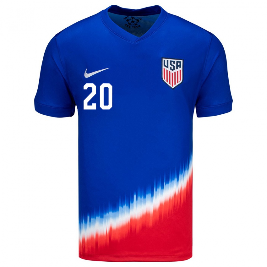 Herren Vereinigte Staaten Jesus Ferreira #20 Blau Auswärtstrikot Trikot 24-26 T-Shirt Österreich