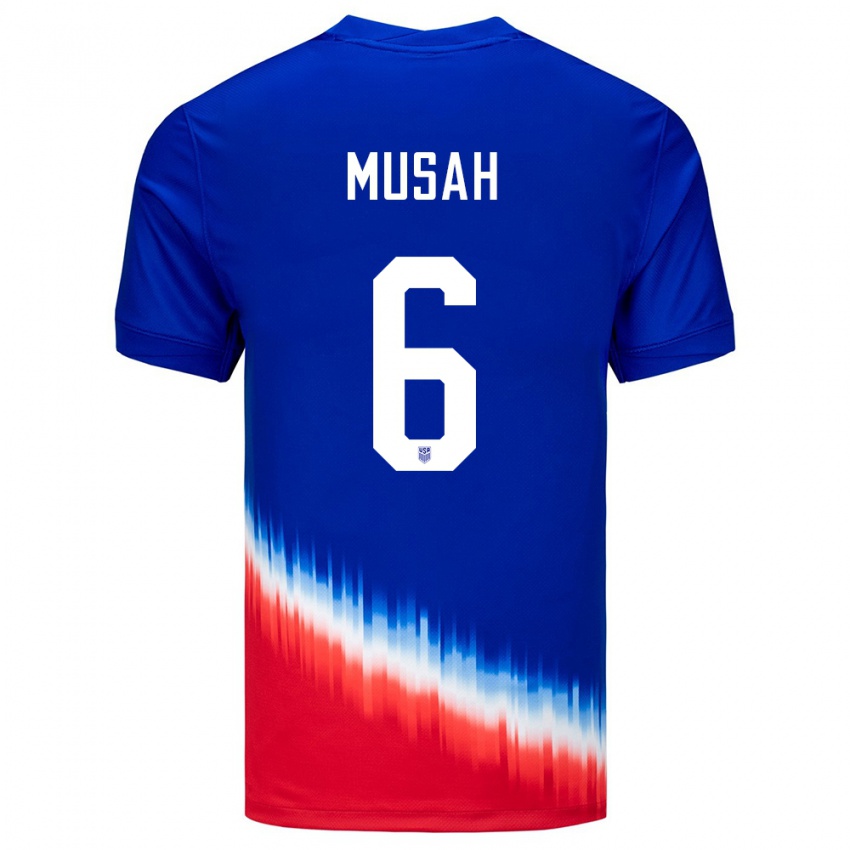 Herren Vereinigte Staaten Yunus Musah #6 Blau Auswärtstrikot Trikot 24-26 T-Shirt Österreich