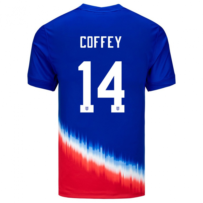 Herren Vereinigte Staaten Sam Coffey #14 Blau Auswärtstrikot Trikot 24-26 T-Shirt Österreich